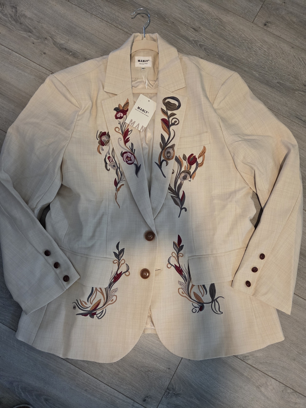 MANLY Embroidered Cream Blazer - Picture 2 of 5